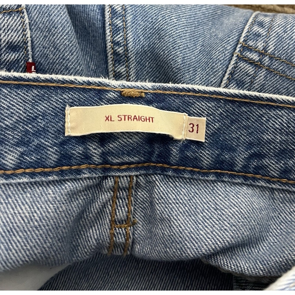 Levi's Premium XL Straight Women's 31 Blue Jeans Silver Metallic Stripe - Picture 3 of 12